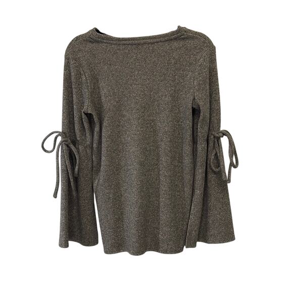 Highline Collective Womens XS Gray Knit Long Sleeve Top Tie Detail Sleeves Work - Picture 2 of 5